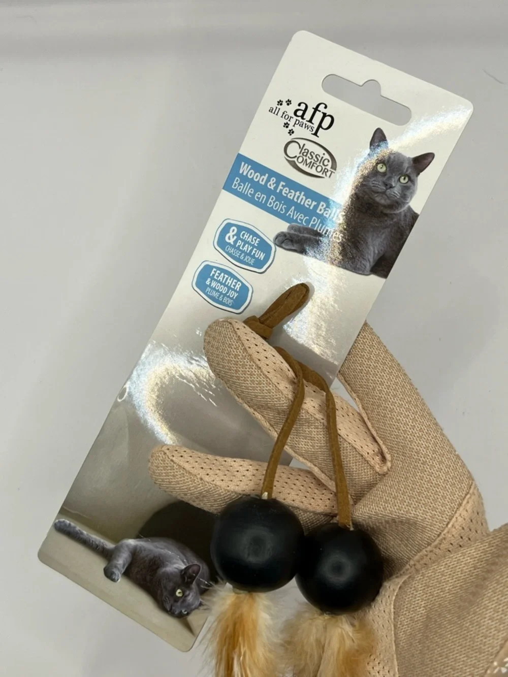 Wood and Feather Cat Toy